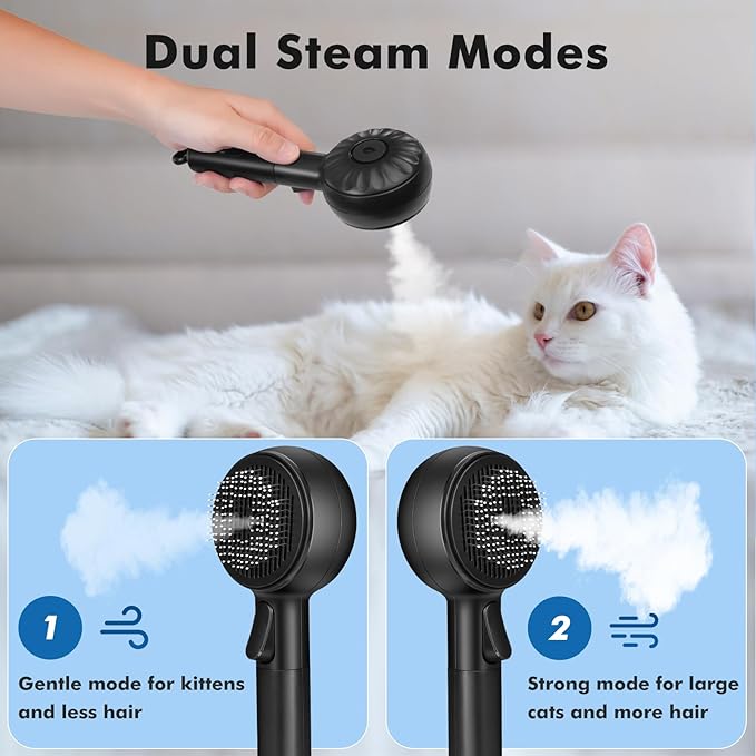 LACOKI Cat Brush, Cat Brushes for Indoor Cats Shedding, Cat Hair Grooming Brush with 2steam Modes for Short and Long Haired Pets Dogs Hair Grooming