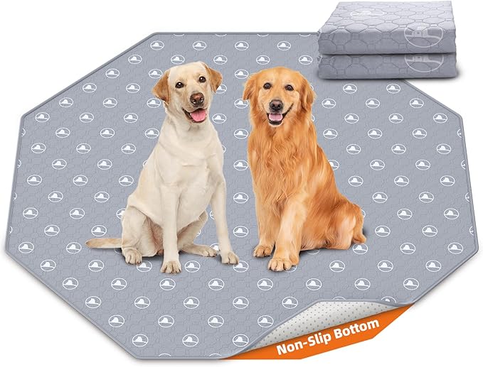 PJYuCien Washable Pee Pads for Dogs 2 Pack, 89" x 33" Octagonal Reusable Pee Pads for Dogs, Leak-Proof Pet Training Pads, Puppy Pads for Non-Slip, Designed for 24/30/36/42'' Width 8 Panels Pen