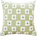 DECOBIRD Embroidery Throw Pillow Cover 20x20 Light Green Floral Design Home Decor Loop Embroidered Pillow Case Thick Cotton Canvas Square Cushion Cover for Couch 50x50cm, 4 Petal Flowers 1 Piece