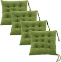 Set of 4 Chair Cushions for Dining Chairs with Ties, Indoor Non-Slip Kitchen Chair Pad and Dining Room Seat Cushion Mat for Office Living Room Outdoor 15.5" - Green