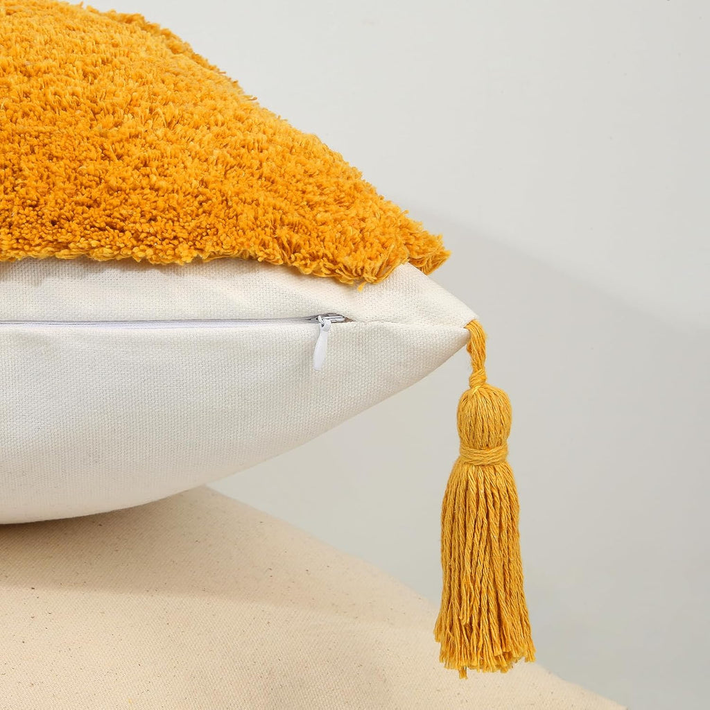 Adabana Decorative Boho Throw Pillow Covers 12x20, Lumbar Tufted Pillows Cover for Couch Bed, Sun Sunshine Pillow Cover for Kids