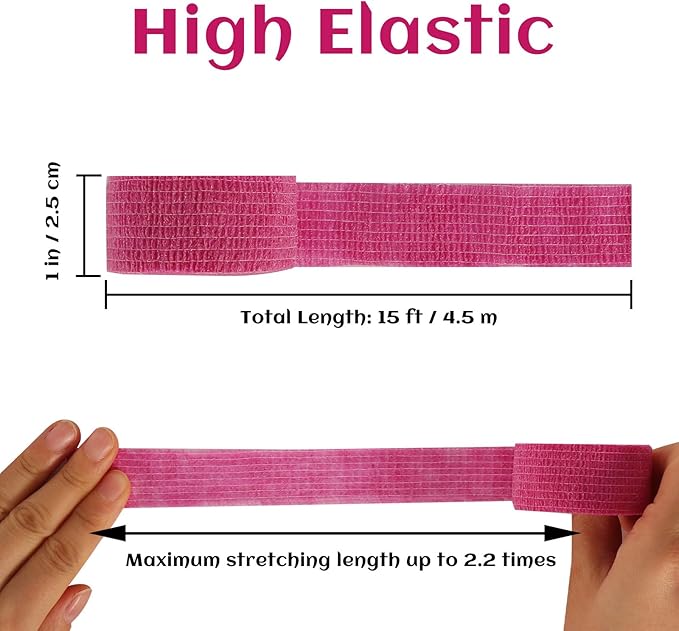 24 Rolls Elastic Self Adhesive Bandage Wrap 1 Inch, Breathable Non Woven Cohesive Bandage, Vet Wrap for Dogs, Ankle Sprains Swelling Medical First Aid Tape, Sports Athletic Tape Color