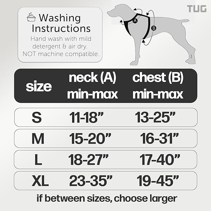 TUG Dog Harness with 2 Leash Connection Points | Adjustable, Padded, Lightweight | Handle on Back | No-Pull Front Clip (Medium, Cream)
