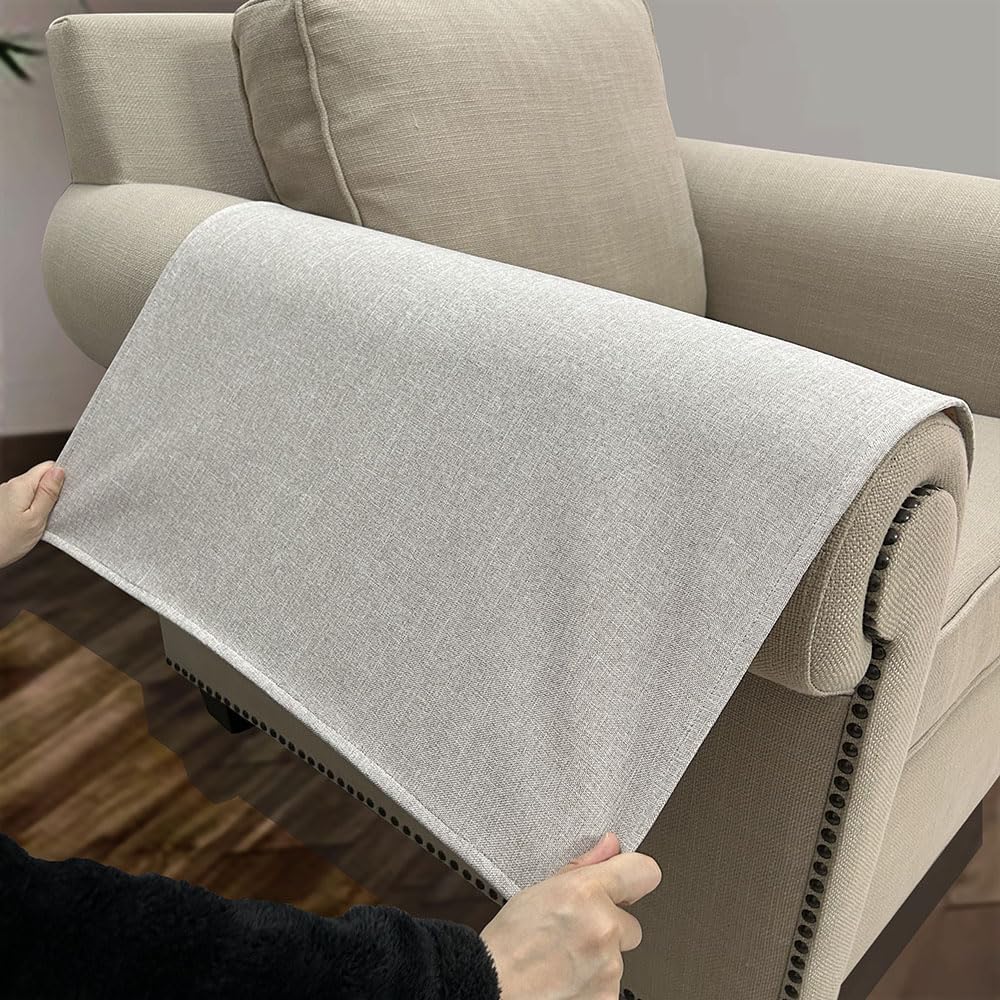 Couch Arm Covers, Anti-Slip Sofa Armrest Cover for Recliner, 2pc Washable Sofa Arm Covers, Dogs Cats Pet Scratch Proof Couch Arm Protectors, Tan, 20x24inch