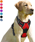 BARKBAY No Pull Dog Harness Front Clip Heavy Duty Reflective Easy Control Handle for Large Dog Walking(Red,L)