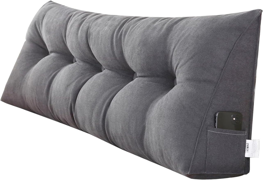 SAMTY Triangular Wedge Pillow headboard Full Size for Couch Large headboard Pillow with Removable Cover Back Rest Pillows for Sitting up in Bed