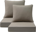 Sunbrella Outdoor Chair Cushions Set, 24" x 24", Set of 2, Water-Repellent, Fade Resistant, Deep Seat Bottom and Back Cushion for Backyard, Couch, Sofa and Patio Furniture, Cast Shale