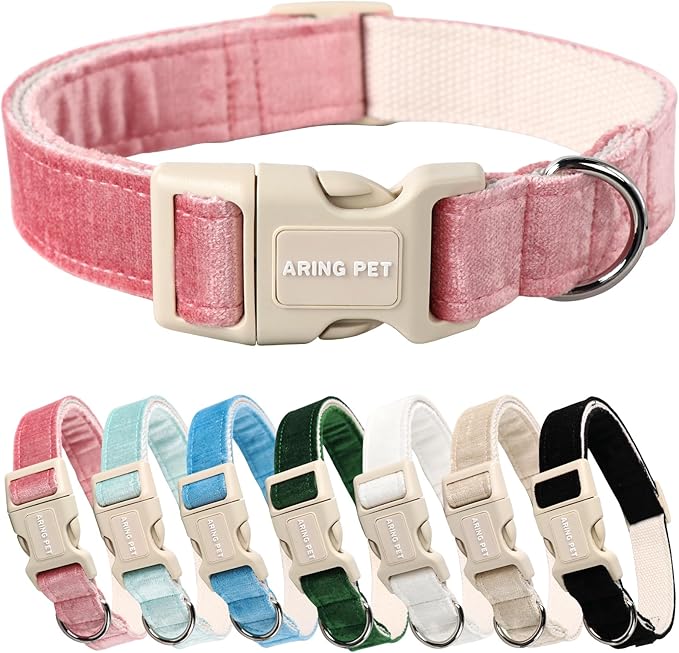 ARING PET Pink Dog Collar-Cute Dog Collar for Small Dogs, Lightweight Cotton Wedding Pet Collars with Quick Release Buckle for Small Medium Large Dog
