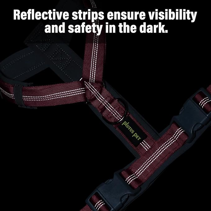 Plutus Pet No Pull Dog Harness, Adjustable Nylon Harness with Soft Padding, Reflective and Heavy Duty Dog Harness for Small, Medium, Large Dogs(Hot Pink, XL)