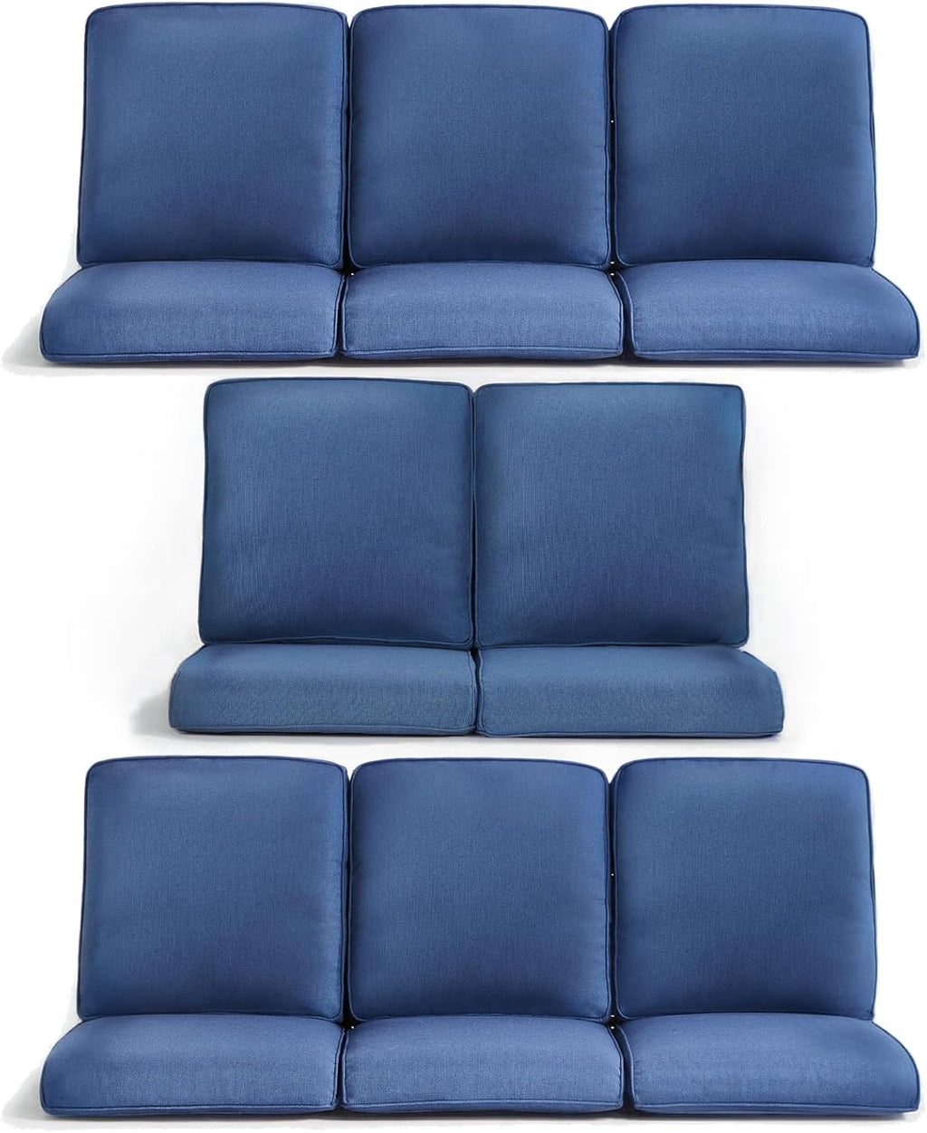 8-Piece Outdoor Patio Cushion Set - Fade & Water Resistant with Removable Olefin Cover, 22x24x4 Inch Memory Foam Cushions for Wicker Sectional Sofa – Blue/Regular