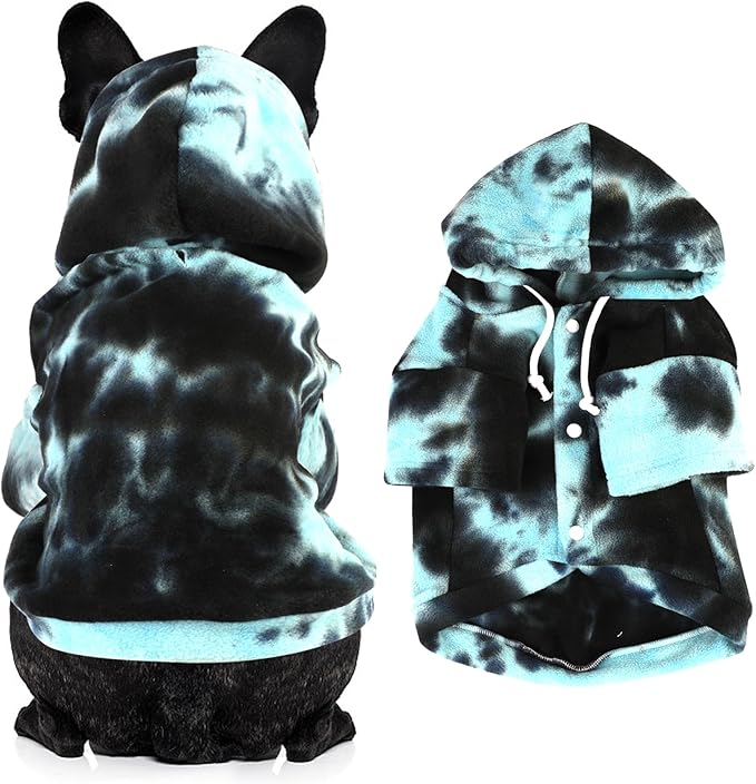 Mklhgty Tie Dye Dog Hoodie, Winter Coat for Small Dogs - Ultra-Soft Adjustable Warm Hood, Breathable Comfort Fabric for Daily Use