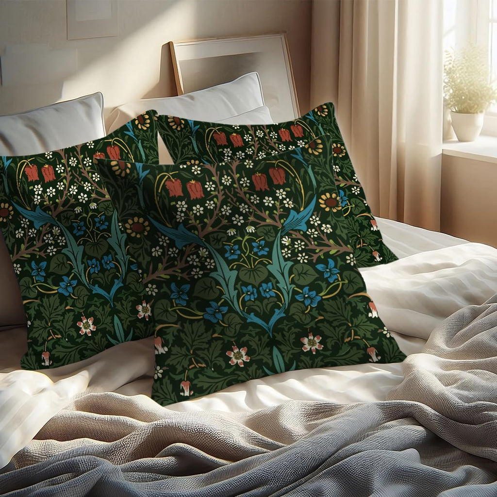Vintage Flowers Throw Pillow Covers, Set of 2 Floral Pillow Covers, Pillow Covers 18x18, Retro Botanical Bedroom Home Living Office Bed Sofa Couch Decor Floral Pillow Cases Pillow Protector