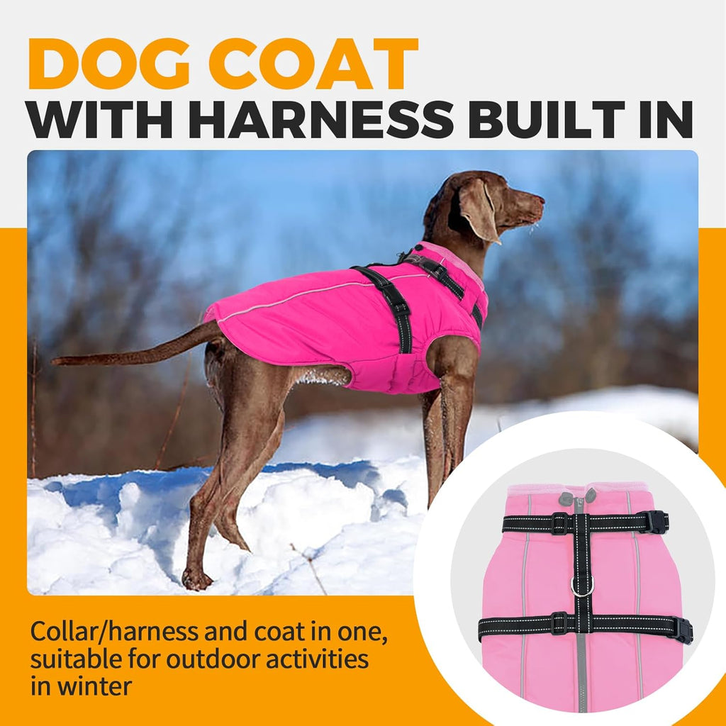 Lelepet Dog Winter Coat Waterproof Dog Jacket with Harness Built in Windproof Reflective Pet Coats for Small Medium Large Dogs, Thermal Fleece Lined Coats for Cold Weather Walking Hiking, Shih Tzu, S