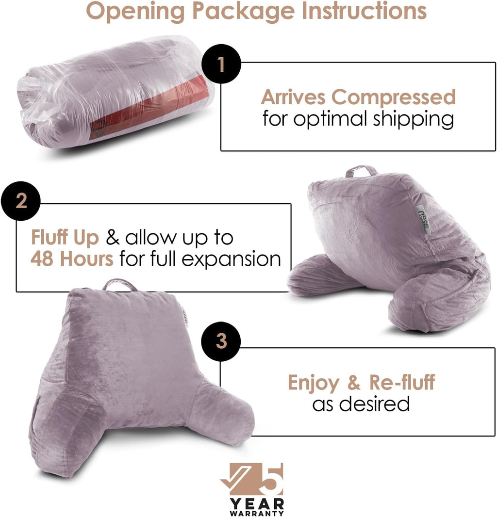 Nestl Reading Pillow for Kids & Teens with Shredded Memory Foam, Backrest Pillows for Reading, Watching, and Gaming, Use on the Couch, Bed, or Floor Adjustable Support with Washable Cover Dusty Purple