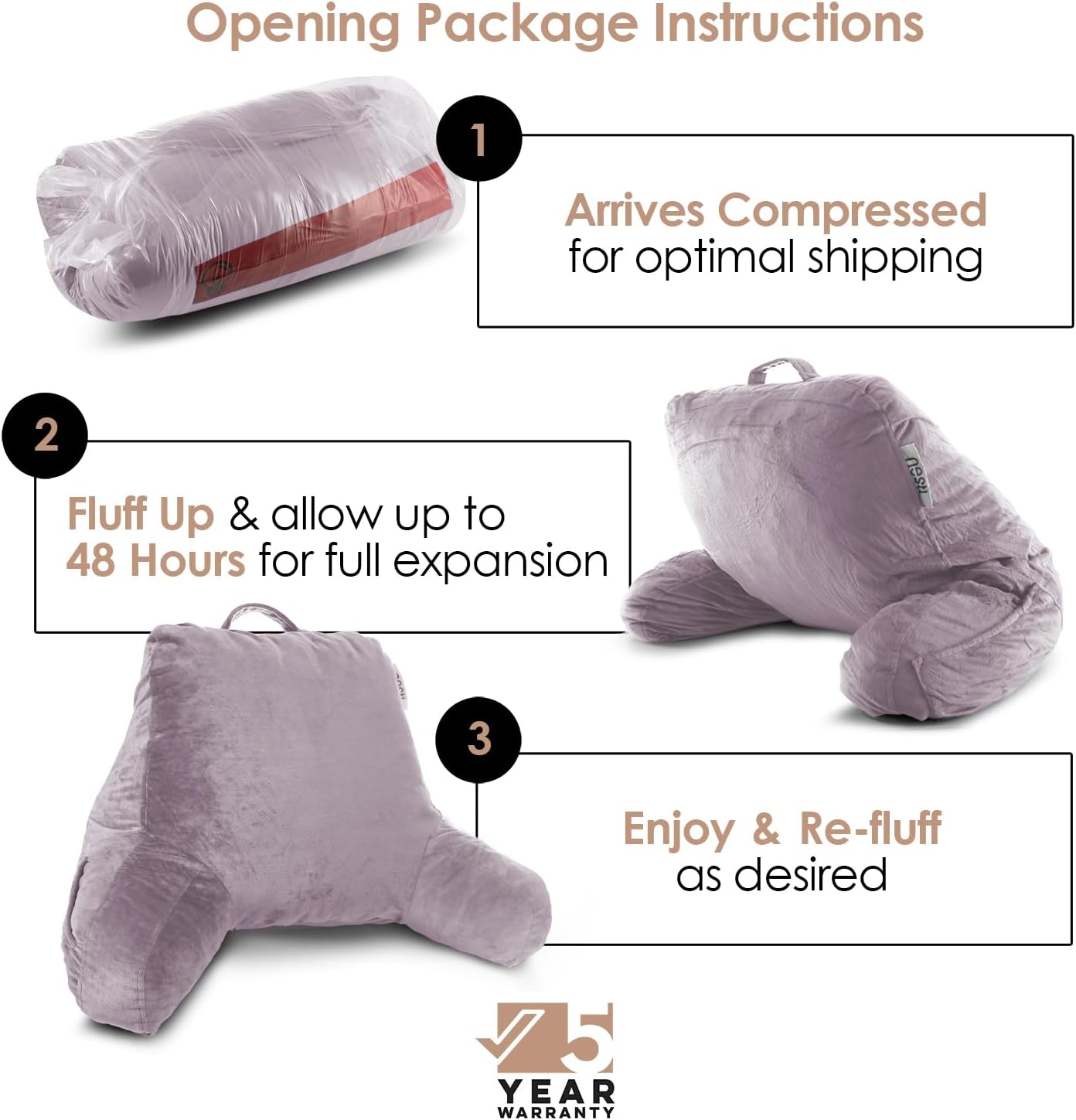 Nestl Reading Pillow for Kids & Teens with Shredded Memory Foam, Backrest Pillows for Reading, Watching, and Gaming, Use on the Couch, Bed, or Floor Adjustable Support with Washable Cover Dusty Purple