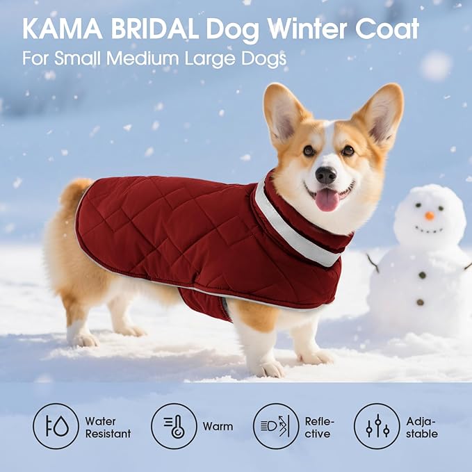 Dog Winter Coat Warm Padded Puppy Jacket Windproof Water Resistant Clothes for Small Medium Large Pets Christmas Sweater Outfit Vest(Red, XL)