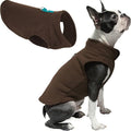 Gooby Fleece Vest Sweater - Brown-Turquoise, Large - Warm Pullover Jacket with O-Ring Leash - Winter Small Dog Coat - Cold Weather Clothes for Small Dogs Boy or Girl