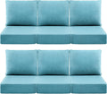 Luxury 6" Outdoor Cushions for Patio Furniture, 24x24x6" Thick Seat Cushion Set of 6, Fade Resistant Couch Chair Replacement Cushions High Density Deep Wicker Chair Cushion w/ Removable Cover, Teal