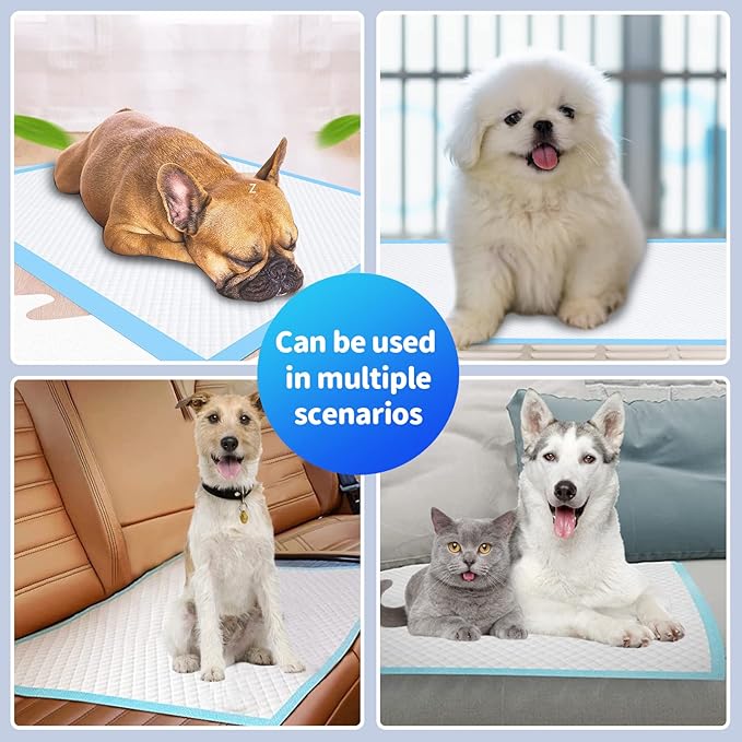 Upgrade Leak-Proof Pet Training and Puppy Pads, Jumbo Pee Pads for Dogs with Thicken Polymer Heavy Absorbency, Quick Dry Disposable Pee Pads for Cats Dogs - 100 Counts