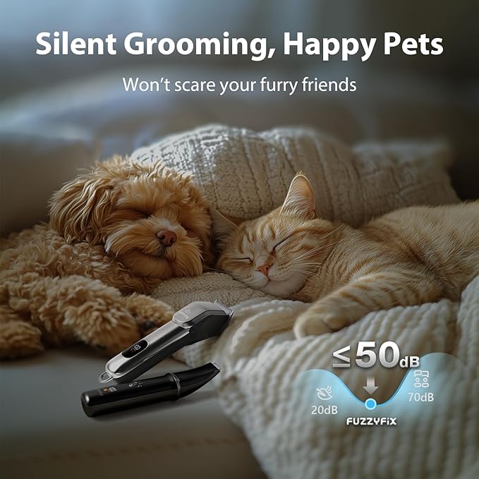 Dog Grooming Kit, Dog Clippers for Grooming for Thick Curly Coats, Professional Pet Hair Shaver Paw Trimmer Cordless Rechargeable Low Noise for Dogs Cats Animals Face Ear