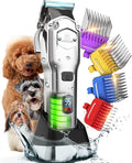 oneisall Dog Clippers for Grooming Thick Hair Professional,Cordless/Rechargeable Pet Grooming Kit with Detachable Metal Combs, Low Noise Heavy-Duty Pet Clippers for Thick/Curly/Fine/Wavy Hair (Sliver)