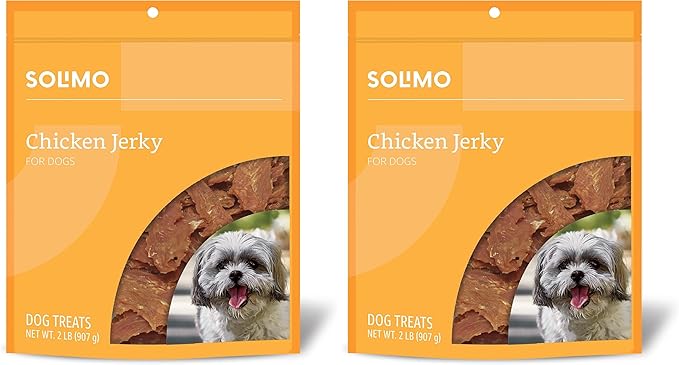 Amazon Brand - Solimo Chicken Jerky Dog Treats, 2 pounds (Packaging May Vary) (Pack of 2)