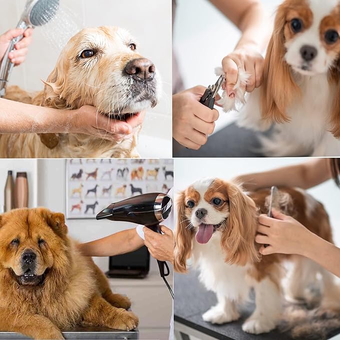 Large Dog Pet Grooming Table, Professional Adjustable Cat Drying Table, Foldable Trimming Station with Arms, Nooses, Mesh Tray, Maximum Capacity Up to 330lbs, 46''/Black