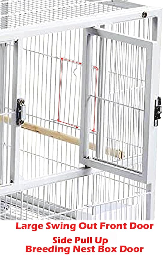 Combo Breeding Stacker Center Divided Breeder Bird Flight Double Rolling Cage with Side Breeding Nest Door (White, Triple Stack)