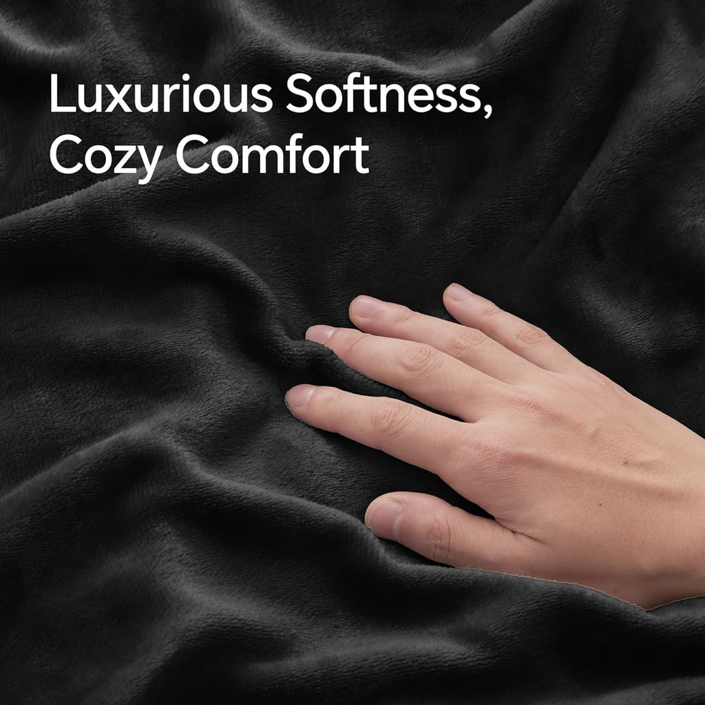 BEDELITE Flannel King Size Pillow Cases Set of 2, Super Soft Fleece Pillowcases with Zipper for Bedroom, Sofa, Couch,Luxury Cozy Fuzzy Velvet Pillow Shams for All Seasons(20x36 Inches,Black)