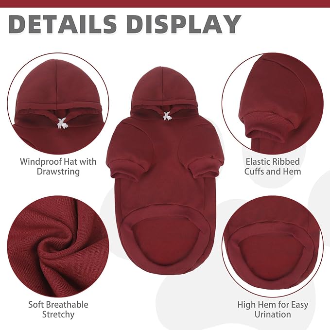 KOOLTAIL Basic Dog Hoodie - Soft and Warm Dog Hoodie Sweater with Leash Hole and Pocket, Pet Winter Coat, Cold Weather Clothes Sweatshirt for Small Medium Large Dogs Puppy Cat Boys Girls XL/XXL