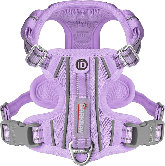 BARKBAY Dog Harness No Pull with ID Tag Pocket - Heavy Duty, Reflective, Easy Control for Large Dogs(Violet Purple,M)