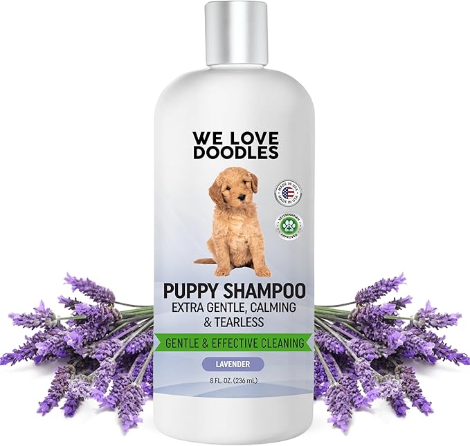 Puppy Shampoo & Conditioner | Made in USA | Tear Free | Best Shampoo for Puppies | Sensitive & Itchy Skin Wash | Oatmeal Bathing | Tearless, Lavender, 8oz [We Love Doodles]