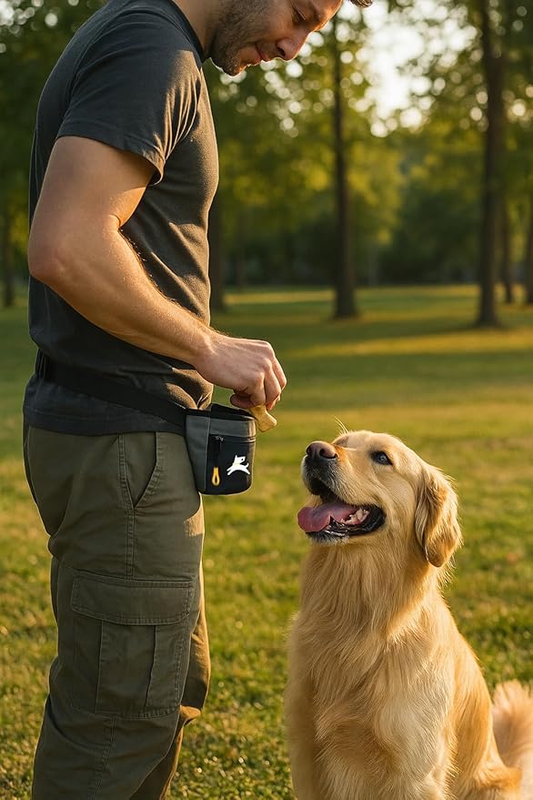 OllyDog Goodie Treat Bag, Dog Treat Pouch, Waist Belt Clip for Hands-Free Training, Magnetic Closure, Dog Training and Behavior Aids, Three Ways to Wear (Castle Rock)