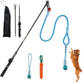 Flirt Pole for Dogs, Tether Tug Outdoor Dog Toy, Interactive Toys for Large Breed & Puppies, Agility Training Equipment, Durable Rope Toy with Chew Ball, Exercise & Training Tool