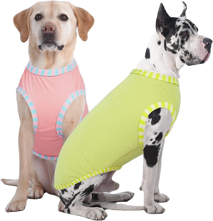 IECOii 2Pack Dog T-Shirts for Large Dogs | Breathable & Lightweight Fabric, Easy-On Design for Doberman, Machine Washable, Pink+Green, 4XL