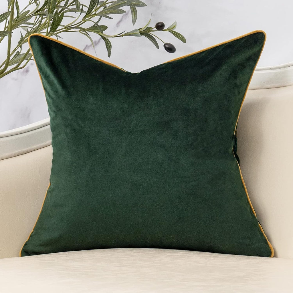 Yangest Green Twigs Throw Pillow Cover Branches Velvet Cushion Case Neutral Pillowcase for Sofa Couch Bedroom Living Room Home Decor,18x18 Inch