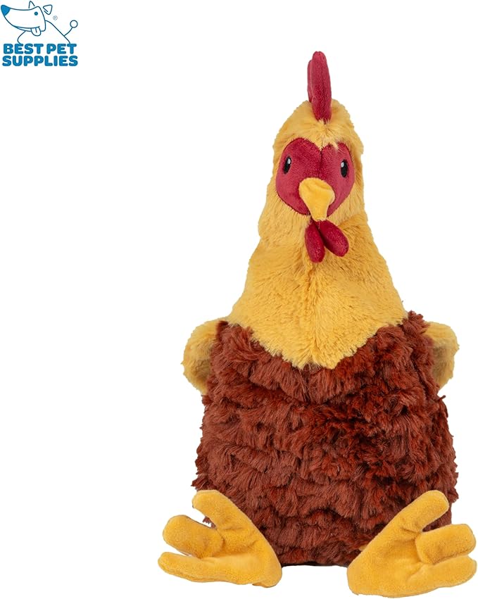 Best Pet Supplies Chicken Crinkle Plush Dog Toys for Interactive Play, Puppy and Senior Indoor Play, Colorful Chicken Toy Shape, Cute and Cuddly - Crinkle Chicken (Wine Red)