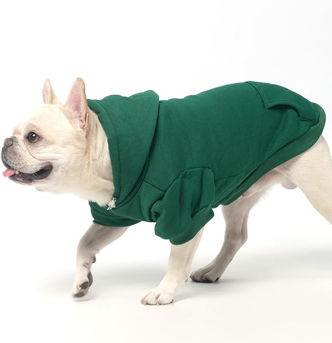 KOOLTAIL Basic Dog Hoodie - Soft & Warm Pet Hoodie Sweater with Leash Hole and Pocket, Dog Winter Coat, Cold Weather Clothes Sweatshirt for Small Medium Large Dogs Puppy Cat Boys Girls Deep Green XS