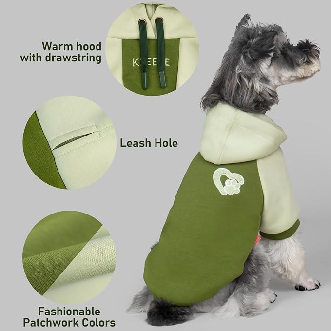 KYEESE Dog Hoodie Stretchy Dog Clothes for Large Dogs Comfort Dogs Winter Coat Pets Sweater with Leash Hole Warm Pet Clothes with Drawstring Soft Pet Sweatshirt Pets Coat for Cold Weather