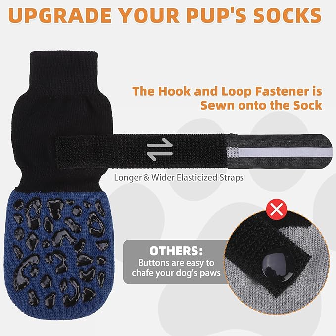 KOOLTAIL Anti Slip Dog Socks to Prevent Licking Paws,Dog Shoes for Hot Pavement, Reflective Traction Control Grip Booties, Dogs Boots & Paw Protector for Hardwood Floors Small Medium Large Senior Dogs