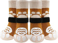 PUPTECK Anti Slip Dog Socks 2 Pairs with Double Grippers for Hardwood Floors, Shoes for Hot/Cold Pavement, Boots & Paws Protectors to Prevent Licking, Traction Booties for Senior Small Large Dogs