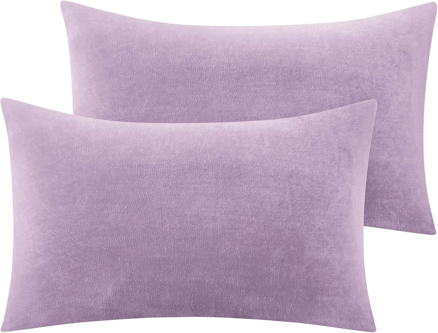 BEDELITE Flannel Pillow Cases Queen Size Set of 2, Super Soft Fleece Pillowcases with Zipper for Bedroom, Sofa, Couch,Luxury Cozy Velvet Pillow Shams for All Seasons(20x30 Inches,Lavender)