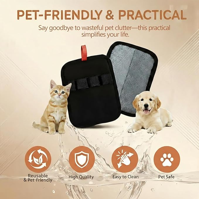 Pet Hair Removal Glove Upgraded Reusable 4-Finger Electrostatic – Magic Grooming Brush for Cats & Dogs, Remove Fur & Lint from Clothing, Carpet, Couch, Furniture & Car Seat