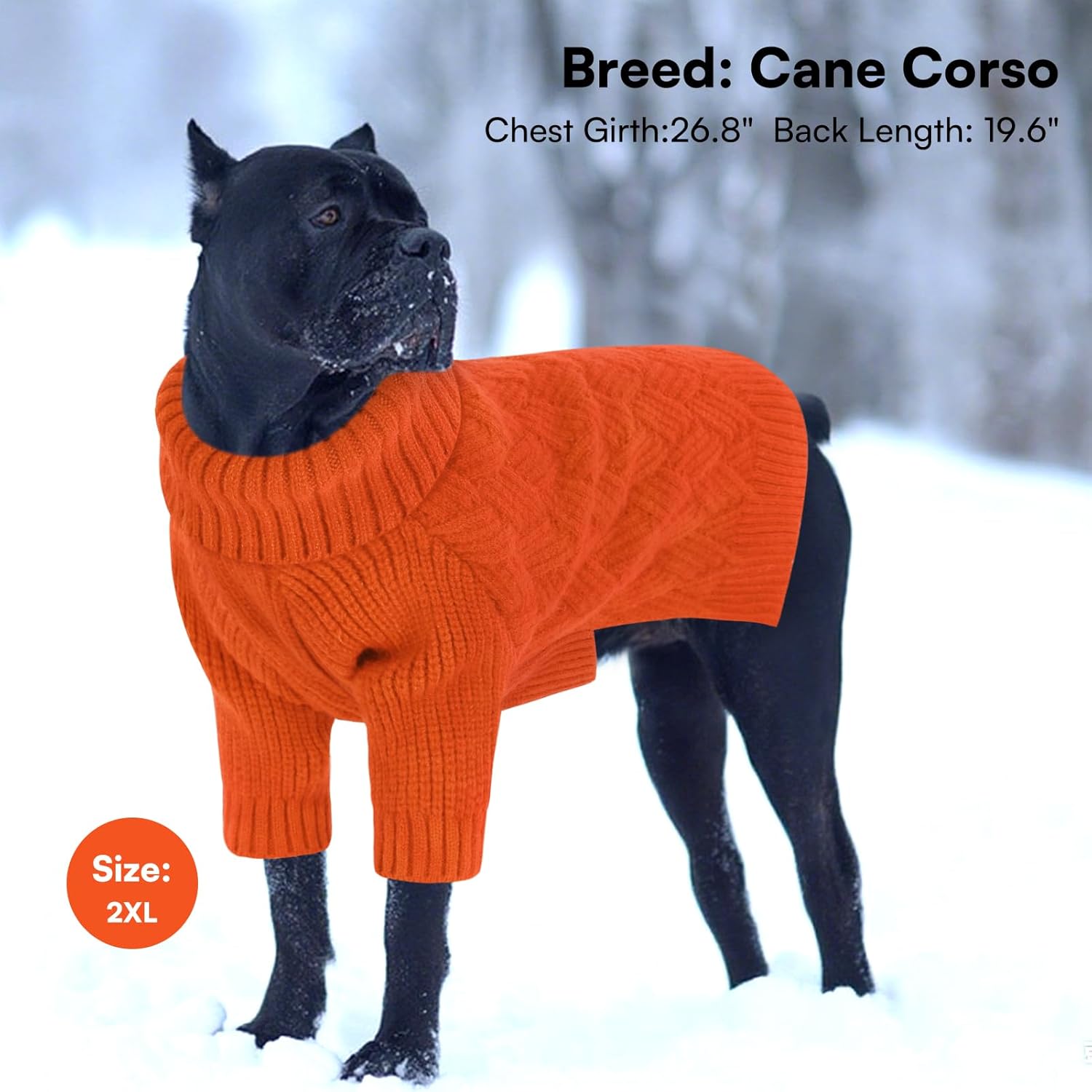 SUNFURA Dog Sweater, Medium Dog Sweaters Doggie Pullover for Fall Winter, Fleece Pet Christmas Sweaters for Holiday, Warm Turtleneck Knitwear for French Bulldog, Boston Terrier, Orange M