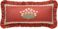 Rectangle Throw Pillow Covers,Red Cozy Velvet with Leaves and Floral Pattern Pillowcases,Decoration Long Lumbar Pillows Cushion Covers for Living Room Couch Sofa Bed Car Chair,12"x28"