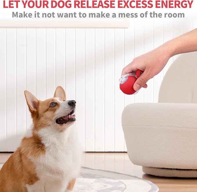 Interactive Rolling Cat Toys Balls, Automatic Cat Toy for Indoor Cats Interactive Balls Pet Moving Ball Interactive, Kitten Toys Moving Cat Toy Automatic Rolling for Dogs USB Rechargeable(Red)