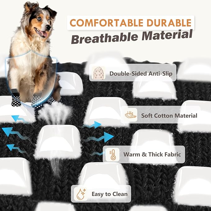 Non Slip Dog Socks to Prevent Licking Paws Grippy Socks for Senior Dog on Hardwood Floors Anti Slip Dog Socks for Hot Pavement Double Side Paw Protector Prevent Scratching Black S