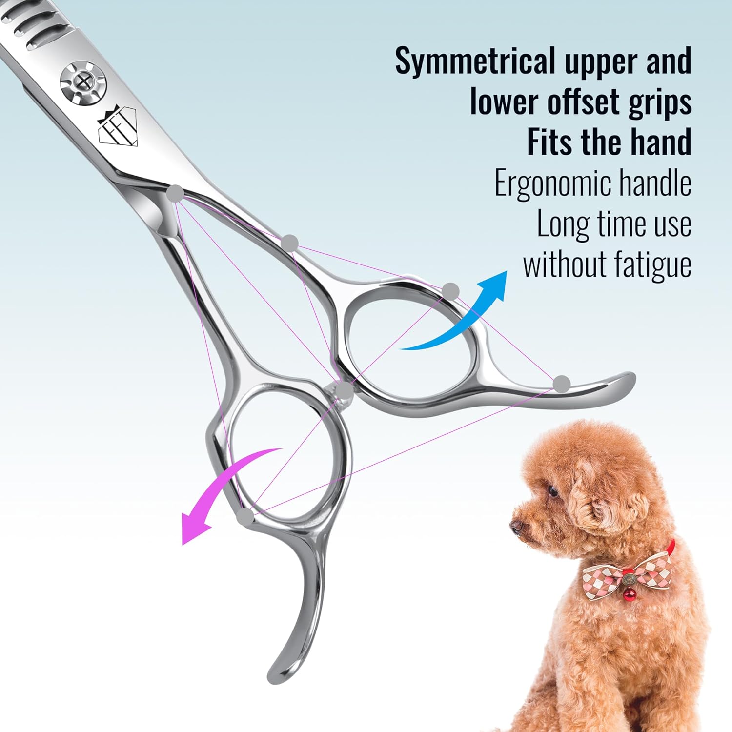 Professional Curved Thinning Scissors for Dog Grooming, 30-Degree Curvature, Japanese 440C for Trimming Dogs Cats and Other Pets face and paws (Curved Chunker)