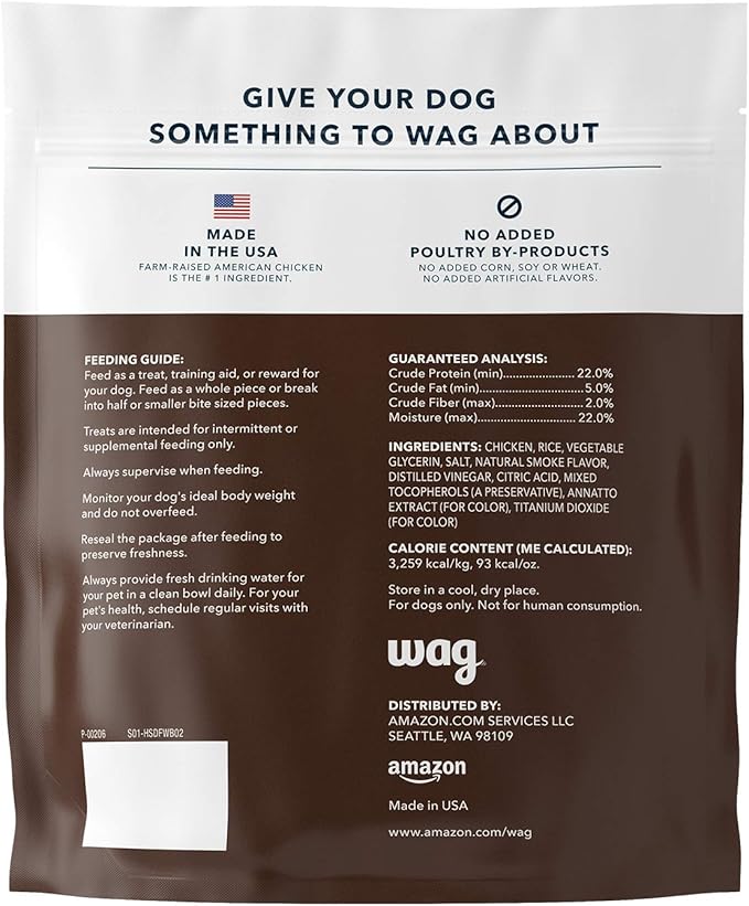 Amazon Brand - Wag Dog Treats, Chicken and Waffle Bites, 12 oz Resealable Pack of 1