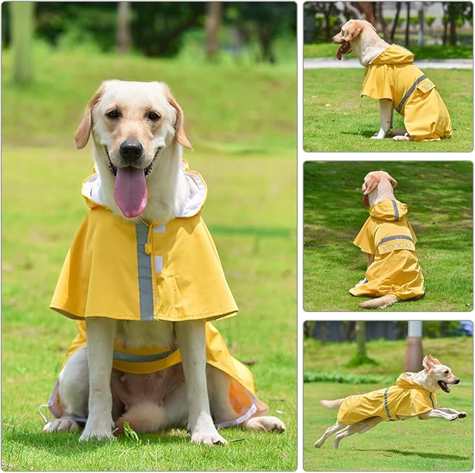 Pet Large Dog Raincoat Apparel Poncho Waterproof for Medium Large Sized for Dog Raincoat Clothes (Yellow, 6XL)